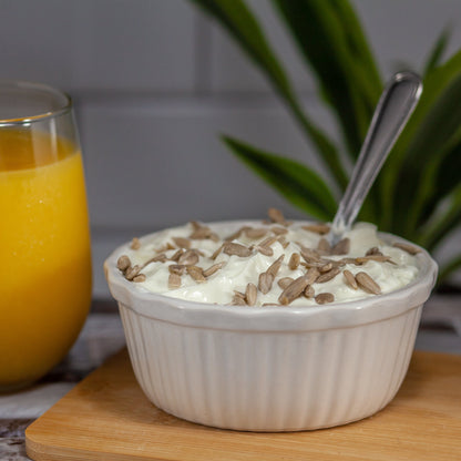 Organic Sunflower Seeds in bowl of yogurt