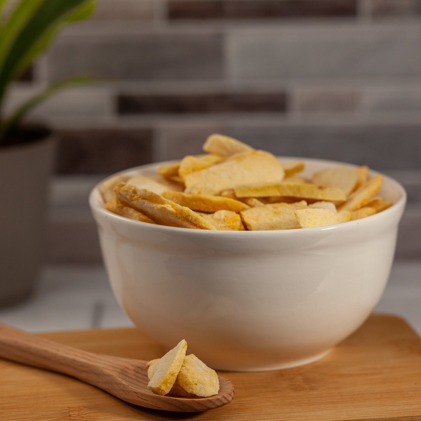 Freeze Dried Peaches in a bowl