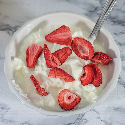 Freeze Dried Strawberries and yogurt mix