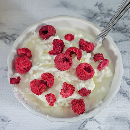 Freeze Dried Raspberries and yogurt mix