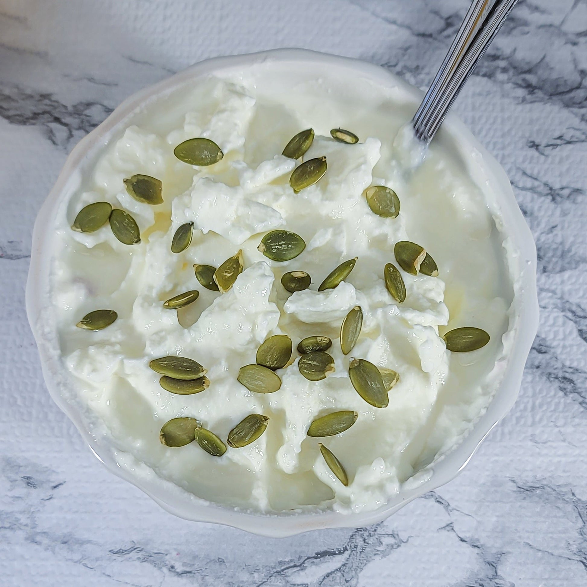 Organic Pumpkin Seeds and yogurt mix